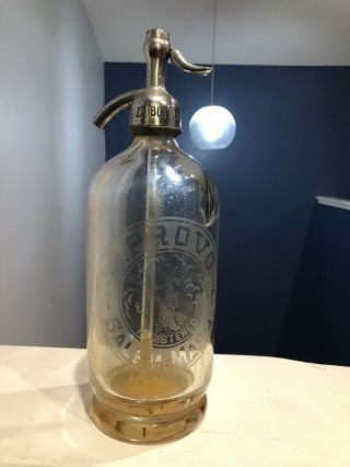 E.  Provo Salem,  Mass Seltzer Siphon Bottle Etched Witch Fizz Bottling Co.  Inc.