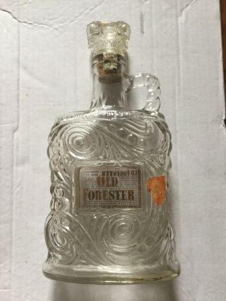Vintage Empty Old Forester Kentucky Bourbon Whiskey Clear Glass Decanter