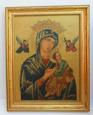 Our Mother Of Perpetual Help Framed Print Religion Spiritual Mary Gold Rome 17 X
