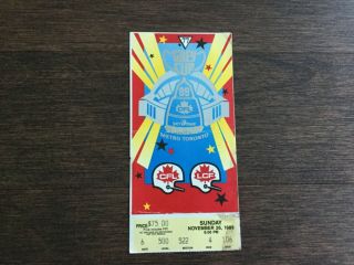 1989 Cfl Football Grey Cup Ticket Skydome Saskatchewan Roughriders Vs Hamilton