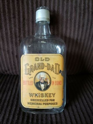 Antique Pre - Prohibition Paper Label Old Grand - Dad Medicinal Whiskey Embossed