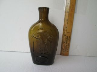 Antique O.  P.  Golden Amber Glass Flask Eagle - Eagle Circa 1820 - 1850 Nearmint