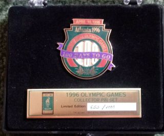 1996 Atlanta Olympic Pin 100 Days To Go Centennial Games Large Le 653 / 1000