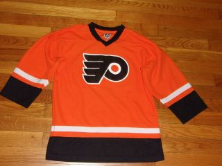 Nhl Philadelphia Flyers Long Sleeve Hockey Jersey Boys Size 12 - 14 Cond