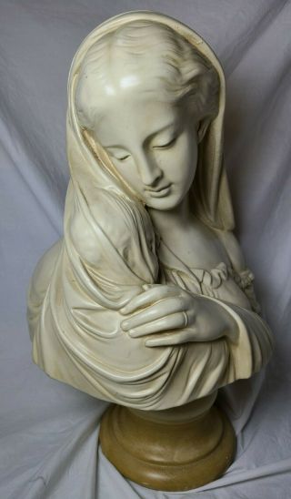 Vintage Chalkware Marwal Industries Bust Madonna Mother Mary Child R Monti 1871