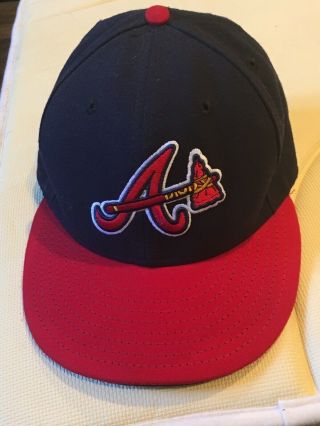 Atlanta Braves 59fifty Era Fitted Size 6 7/8 Baseball Cap Blue/ Red/black
