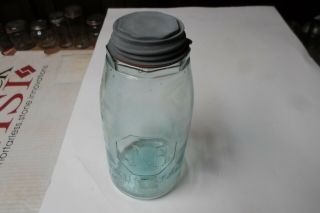 " J&b Fruit Jar " Aqua Half Gallon Rb 1321