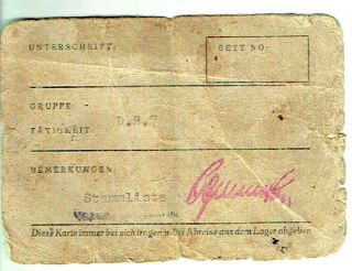 Holocaust.  Concentration Camp Card Of A Jewish Prisoner,  1944 - 1945,  In German
