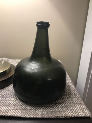 1700s Colonial Era Black Glass Onion Bottle