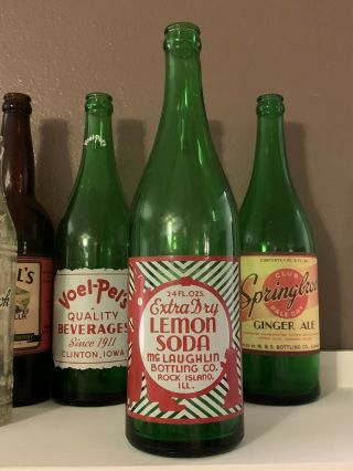 Rock Island,  Illinois 1940’s Lemon Soda Mclaughlin Bottling Co.  Quart Acl Bottle