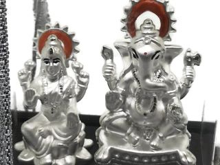 999 Pure Silver Lakshmi / Laxmi Ganesha Idol / Statue / Murti (figurine 04)