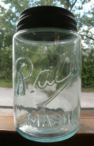 Tough To Find Pint Ball (b Looks Like A Letter R) Underlined Mason Fruit Jar