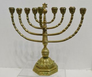 Cbabx Antique Brass Bronze Menorah Candelabra 9 " High Judaism