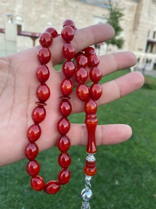 Ottoman Antique Faturan Cherry Amber Bakelite Islamic Prayer Beads
