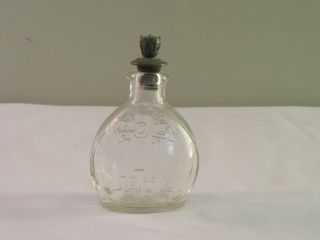Antique Embossed Glass " Holy Water " Bottle With Pewter Sprinkler Top Vintage