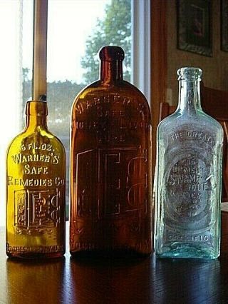 3) 1890s Warner Safe Cure Kilmer Swamp Root York Patent Medicine Bottle N.  Y.