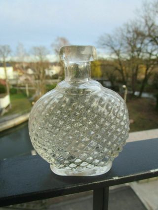 , Rare,  Early Hobnail / Poison Flask / Bottle / Optical Blown With Pontil C1830