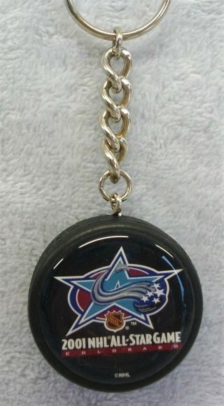 Vintage 2001 Nhl All Star Game In Colorado Advertising Keychain Fob Ring Htf