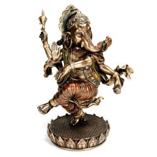 Ganesha Statue 8 " Dancing Hindu Elephant God Bronze Plated Resin