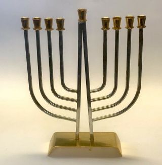 Vintage 24 Karat Gold Plated Wainberg Memorah Made In Israel Chanukah Brass