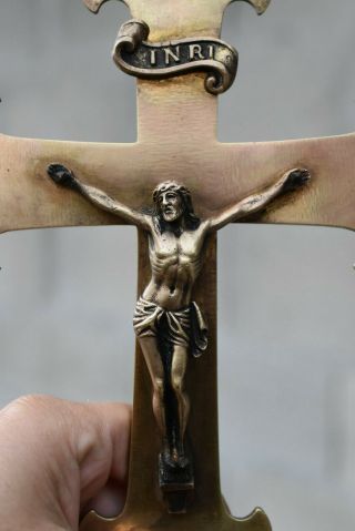 ⭐ Antique Crucifix,  Religious Cross Bronze