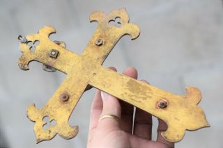 ⭐ antique crucifix,  religious cross bronze 3