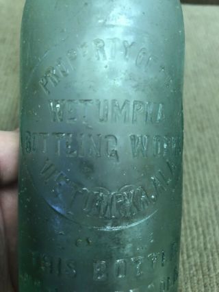 Very Rare Wetumpka Bottling Circle Slug Bottle From Wetumpka,  Alabama