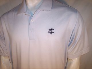 Adidas Xl White Poly Golf Shirt Cypress Point Logo Stained