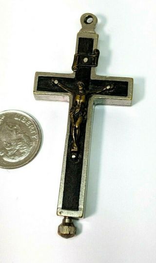 Large Old Vintage Antique Reliquary Relic Type Cross Crucifix Pendant Germany