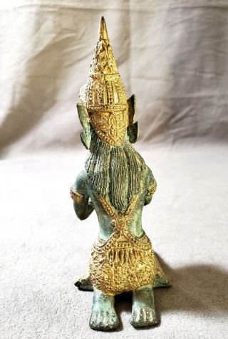 Antique Thai Praying Buddha Figurine Brass Bronze Gilt Metal Statue 3