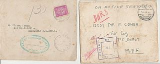 Judaica WWII Great Britain 9 covers 22 Letters O.  A.  S.  M.  E.  F.  Censorship 1942 –48 3