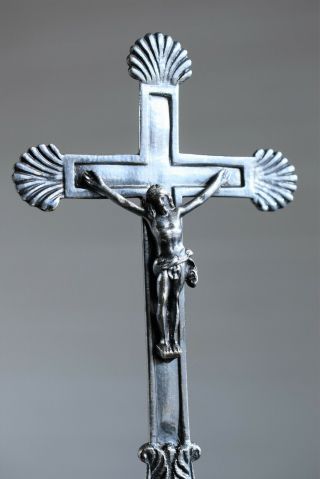 ⭐ antique French religious cross,  crucifix silver - plated bronze 18th Century⭐ 2