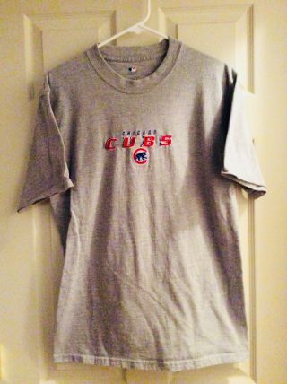 Chicago Cubs Gray Embroidered Logo T - Shirt Mlb Size Medium