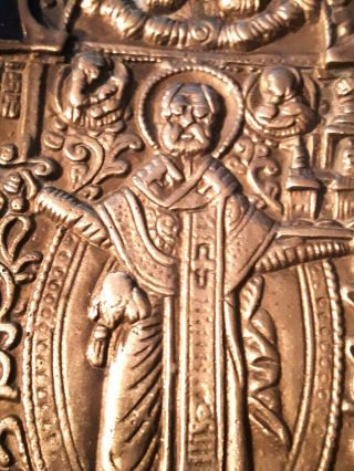 Antique Saint Nicholas Russian icon bronz 18th c 2