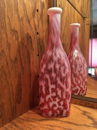 Cranberry Opalescent Art Glass Coral Pattern Barber Bottle 2