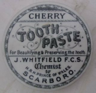 J.  Whitfield Chemist Scarborough Cherry Tooth Paste Pot Lid