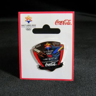 Olympic Pin Bobsleigh Sponsor Coca Cola Salt Lake City Slc 2002 On Card