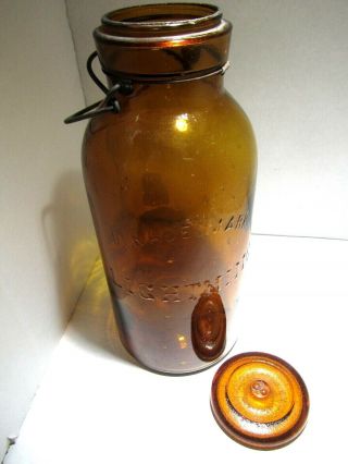Lightning Amber Half Gallon Jar