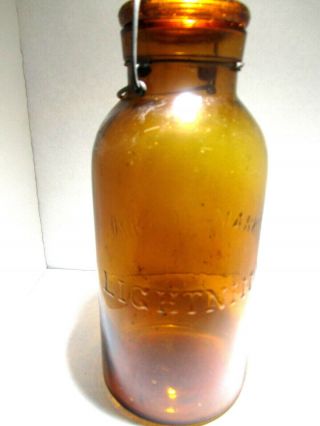 Lightning amber Half Gallon jar 3