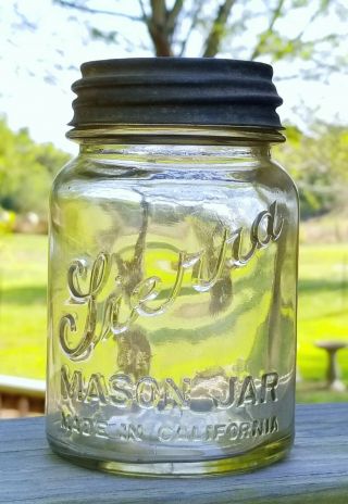 Sierra Mason Jar - Made In California - Clear Pint Fruit Jar - Sharp