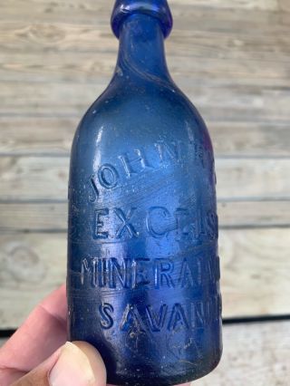 Vintage Mid1800 ' s Cobalt John Ryan Excelsior Mineral Water Savannah Ga,  Georgia 2