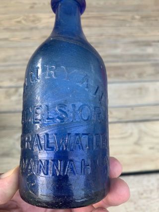 Vintage Mid1800 ' s Cobalt John Ryan Excelsior Mineral Water Savannah Ga,  Georgia 3
