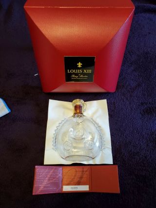 Remy Martin Louis Xiii Empty Cognac Baccarat Crystal Decanter Case Box Book Lid