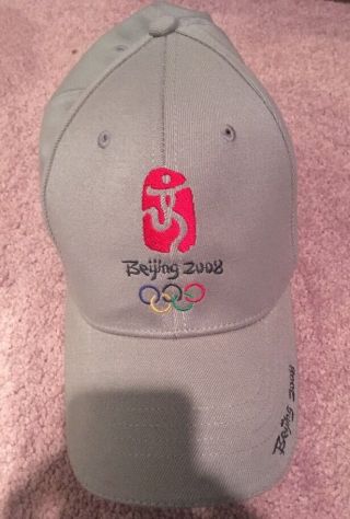 2008 Beijing Olympic Baseball Cap Hat Adult Gray W/embroidery Wowwwww