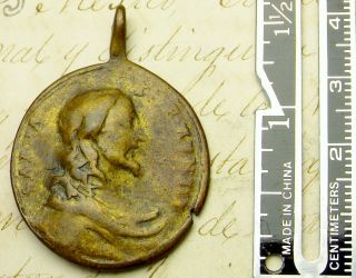 Antique 18th Century Jesus Salvator Mundi & Mary Mother of Christ Bronze Medal 3