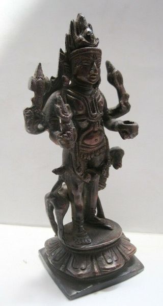 Old Antique Brass Bronze Kal Bhairav Statue - Lord Kaal Bhairava Idol - - 5.  5 