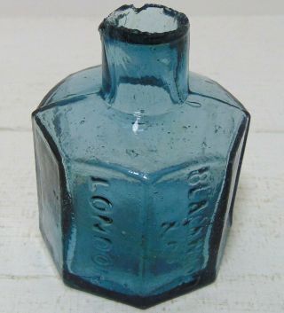 Copper Blue Blackwood & Co London Octagonal Ink Bottle c1870 ' s 3