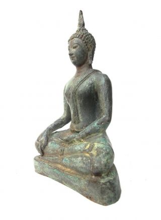 Thai Bronze Buddha Statue Seated Sitting Antique Meditation Sculpture 6.  5 