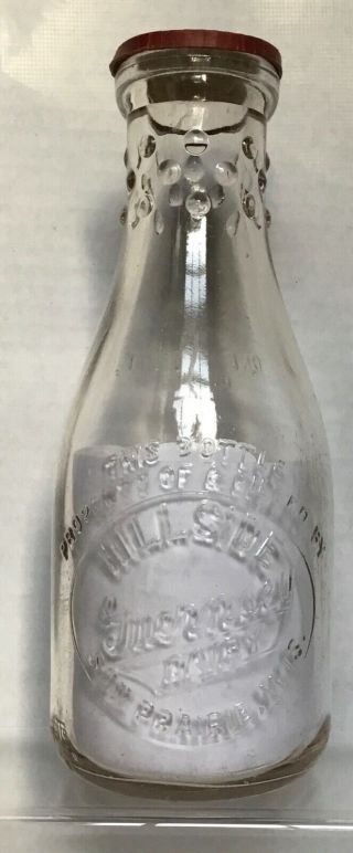 Vintage 1 Quart Milk Bottle Hillside Guernsey Dairy Sun Prairie Wi