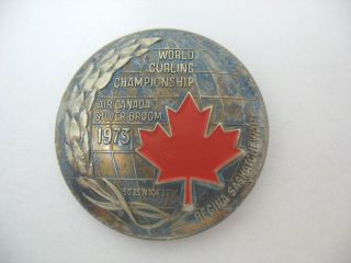 1973 Air Canada Silver Broom Curling Lapel Pin - Regina - World Curling Champion